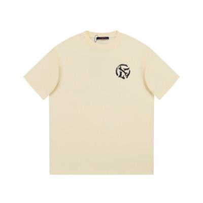 루이비통 남성 크루넥 아이보리 반팔티 - Louis vuitton Mens Ivory Short sleeved Tshirts - lv1609x