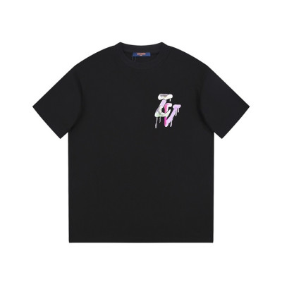 루이비통 남성 크루넥 블랙 반팔티 - Louis vuitton Mens Black Short sleeved Tshirts - lv1612x