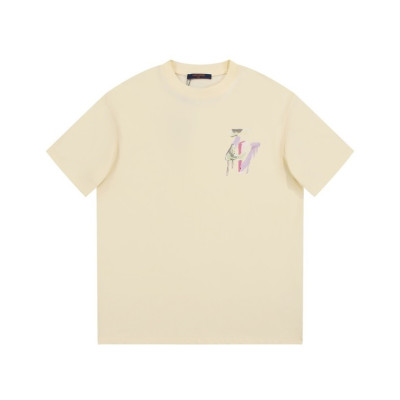 루이비통 남성 크루넥 아이보리 반팔티 - Louis vuitton Mens Ivory Short sleeved Tshirts - lv1613x