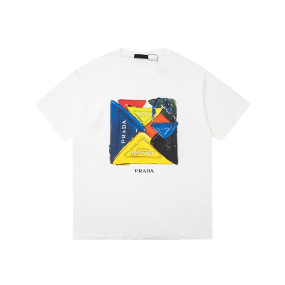 프라다 남성 크루넥 화이트 반팔티 - Prada Mens White Short sleeved Tshirts - pr632x