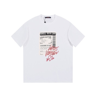 루이비통 남성 크루넥 화이트 반팔티 - Louis vuitton Mens White Short sleeved Tshirts - lv1625x