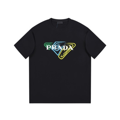 프라다 남성 크루넥 블랙 반팔티 - Prada Mens Black Short sleeved Tshirts - pr635x