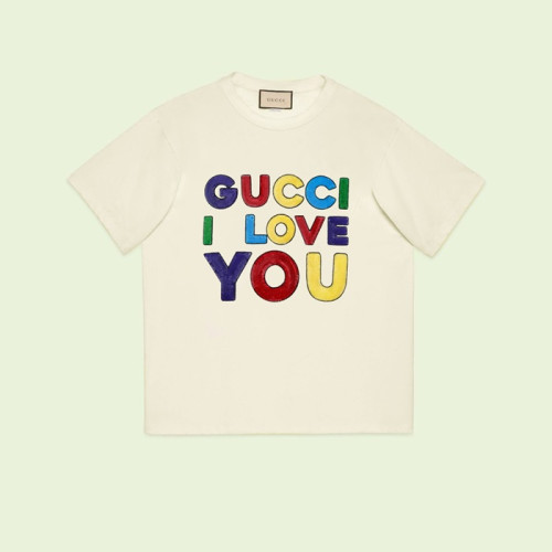 구찌 남/녀 아이보리 크루넥 반팔티 - Gucci Unisex Ivory Short sleeved Tshirts - gu893x