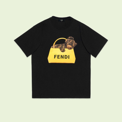 펜디 남성 블랙 크루넥 반팔티 - Fendi Mens Black Short sleeved Tshirts - fe164x