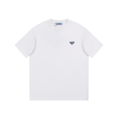 프라다 남성 크루넥 화이트 반팔티 - Prada Mens White Short sleeved Tshirts - pr640x