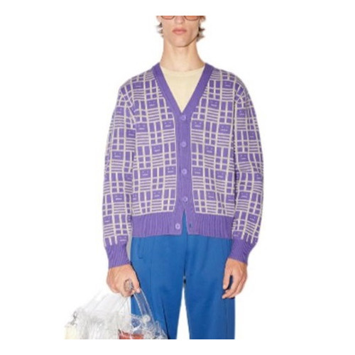 아크네 남/녀 브이넥 퍼플 가디건 - Acne Unisex Purple Cardigan - ace218x