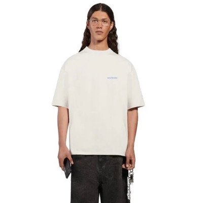 발렌시아가 남성 아이보리 크루넥 반팔티 - Balenciaga Mens Ivory Short sleeved Tshirts - ba562x