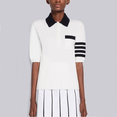 톰브라운 여성 화이트 폴로 반팔티 - Thom Browne Womens White Tshirts - th84x