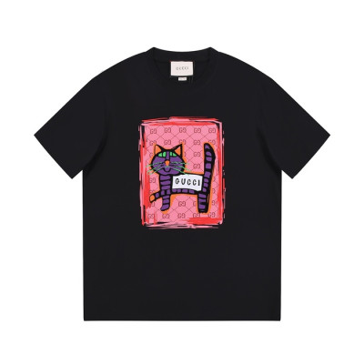 구찌 남/녀 블랙 크루넥 반팔티 - Gucci Unisex Black Short sleeved Tshirts - gu934x