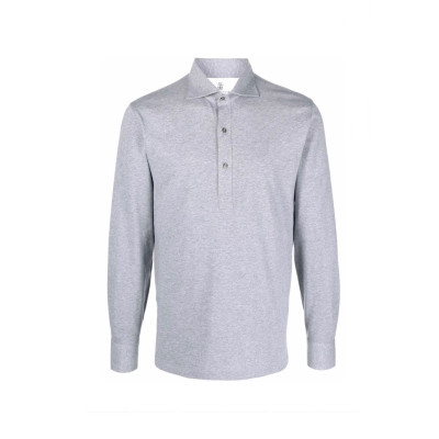 브루넬로쿠치넬리 남성 그레이 폴로 긴팔티 - Brunello Cucinelli Mens Gray Tshirts - bru72x