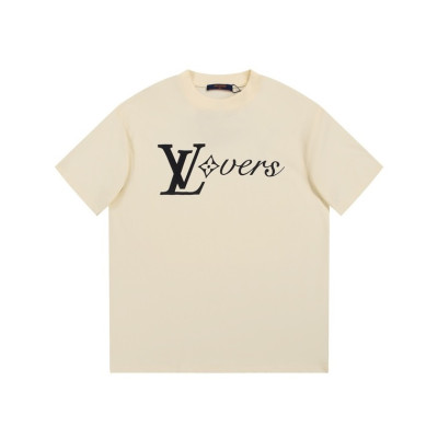 루이비통 남성 크루넥 아이보리 반팔티 - Louis vuitton Mens Ivory Short sleeved Tshirts - lv1749x