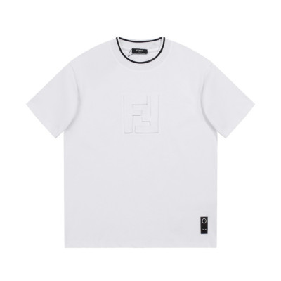 펜디 남성 화이트 크루넥 반팔티 - Fendi Mens White Short sleeved Tshirts - fe188x