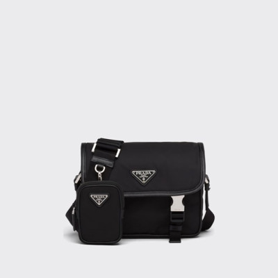 프라다 남성 리나일론 및 사피아노 가죽 숄더 백 【매장-320만원대】 - Prada Mens Black Cross Bag - pr701x