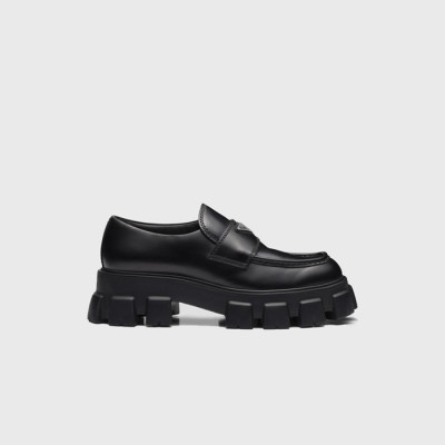 프라다 남성 모놀리스 뉘앙스 브러시드 블랙 가죽 로퍼 【매장-180만원대】 - Prada Mens Black Shoes - pr710x