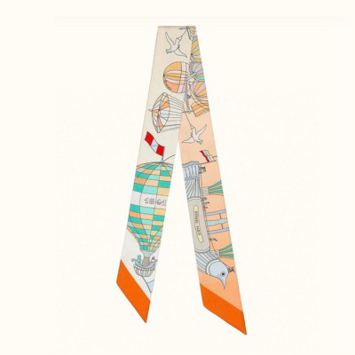 에르메스 여성 Les Folies du Ciel 트윌리 오렌지 【매장-60만원대】 - Hermes Womens Orange Scarf - acc351x