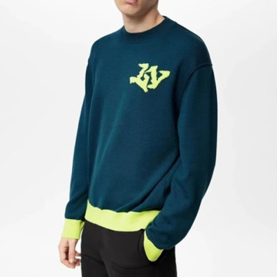 루이비통 남성 블루 크루넥 니트 - Louis vuitton Mens Blue Knits - lv1917x