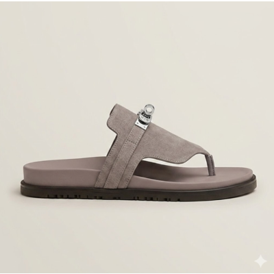 에르메스 남/녀 카프스킨 엠파이어 샌들 【매장-200만원대】 - Hermes Unisex Gray Slippers - he305x