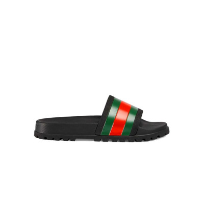 구찌 남/녀 웹 블랙 슬라이드 샌들 【매장-80만원대】 - Gucci Unisex Black Slippers - gu1014x