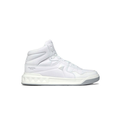 발렌티노 남/녀 원스터드 미드탑 화이트 스니커즈 【매장-160만원대】 - Valentino Unisex White Sneakers - va323x