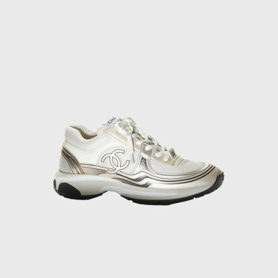 샤넬 여성 패브릭 라미네이티드 아이보리/골드 스니커즈 【매장-230만원대】 - Chanel Womens Gold Sneakers - ch535x