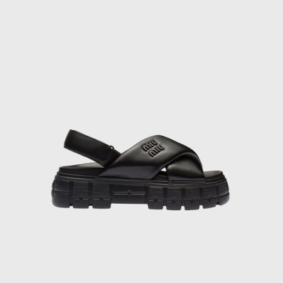 미우미우 여성 스포티 나파 샌들 【매장-170만원대】 - Miumiu Womens Black Sandals - miu307x