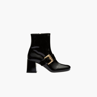 미우미우 여성 페이턴트 가죽 부티힐 【매장170만원대】 - Miumiu Womens Black Boots - miu322x