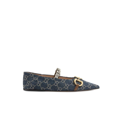 구찌 여성 데님 GG 홀스빗 플랫슈즈 6351012 【매장-120만원대】 - Gucci Womens Blue Plats - gu1074x