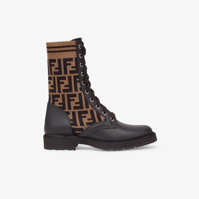 펜디 여성 로코코 패브릭 가죽 바이커 부츠【매장-150만원대】 - Fendi Womens Brown Boots - fe534x