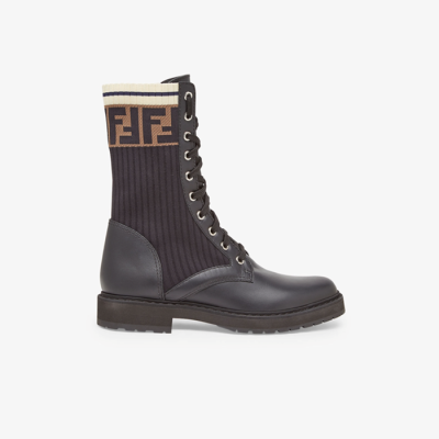 펜디 여성 로코코 패브릭 가죽 바이커 부츠【매장-150만원대】 - Fendi Womens Brown Boots - fe535x