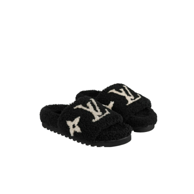 루이비통 여성 봄 디아 플랫뮬 시어링 슬리퍼 【매장-240만원대】 - Louis vuitton Womens Black Slippers - lv1970x