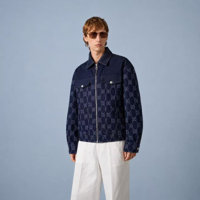 구찌 남성 캐쥬얼 블루 집업 자켓 - Gucci Mens Blue Zip-up Jackets - gu1079x