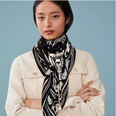 에르메스 여성 캐시 블랙 스카프 - Hermes Womens Black Scarf - he410x