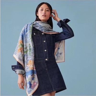 에르메스 여성 캐시 블루 스카프 - Hermes Womens Blue Scarf - he417x