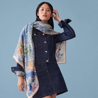 에르메스 여성 캐시 블루 스카프 - Hermes Womens Blue Scarf - he417x