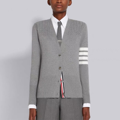 톰브라운 여성 브이넥 그레이 가디건 - Thom Browne Womens Gray Cardigan - th99x