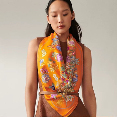 에르메스 여성 오렌지 스카프 - Hermes Womens Orange Scarf - he449x