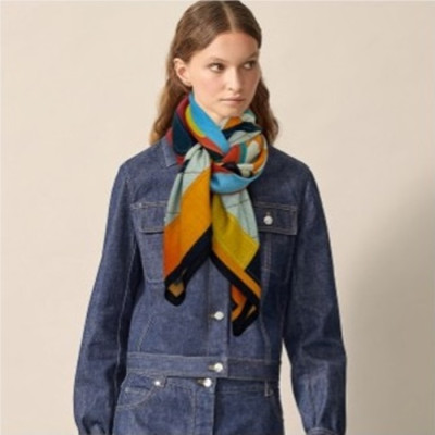 에르메스 여성 블루 양면 스카프 - Hermes Womens Blue Scarf - he461x