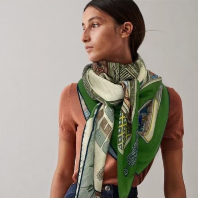 에르메스 여성 그리 스카프 - Hermes Womens Green Scarf - he480x