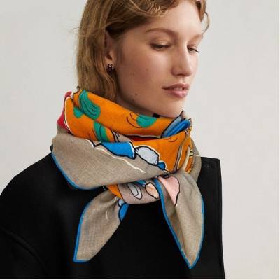 에르메스 여성 오렌지 스카프 - Hermes Womens Orange Scarf - he519x