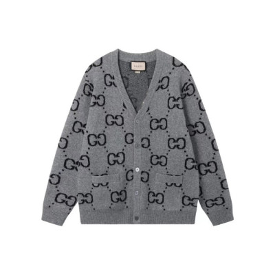 구찌 남성 그레이 브이넥 가디건 - Gucci Mens Gray Cardigan - gu1121x