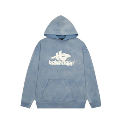 발렌시아가 남성 블루 후드티 - Balenciaga Mens Blue Hoodie - ba834x