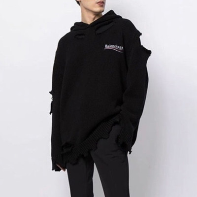 발렌시아가 남/녀 블랙 후드티 - Balenciaga Unisex Black Hoodie - ba858x