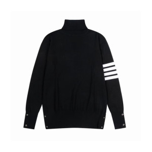 톰브라운 남성 블랙 터틀니트 - Thom Browne Mens Black Knits - th137x