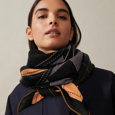 에르메스 여성 블랙 양면 스카프 - Hermes Womens Black Scarf - he543x