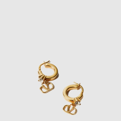 발렌티노 여성 크리스털 미니 브이로고 시그니처 메탈 이어링 - Valentino Womens Crystal Mini V-logo Signature Metal Earring - acc691x