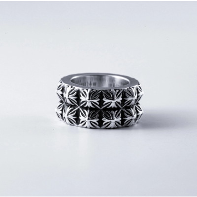 크롬하츠 피라미드 더블 피트 펑크 링  - Chrome Hearts Pyramid Double TFP Punk Ring - acc720x