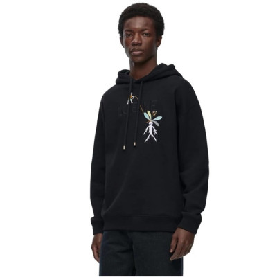 로에베 남성 블랙 후드티 - Loewe Mens Black Hoodie - loe819x