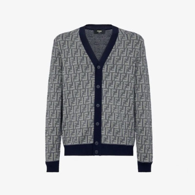 펜디 남성 브이넥 그레이 가디건 - Fendi Mens Gray Cardigan - cl68x