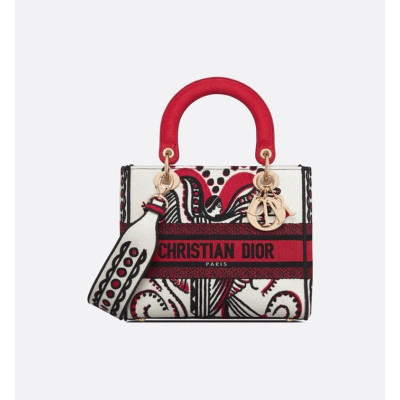 디올 여성 레드 레이디 백 - Dior Womens Red Lady Bag - dib642x