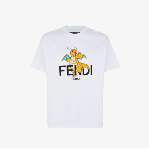 펜디 남성 화이트 크루넥 반팔티 - Fendi Mens White Short sleeved Tshirts - fec191x